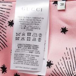 Pre Owned Gucci Pink Eye Printed Silk Tie Neck Shirt S
