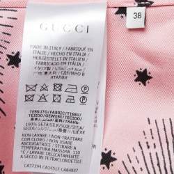 Pre Owned Gucci Pink Eye Printed Silk Tie Neck Shirt S