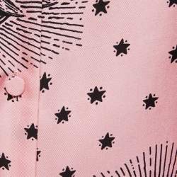 Pre Owned Gucci Pink Eye Printed Silk Tie Neck Shirt S