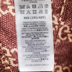 Pre Owned Gucci Burgundy/Beige GG Supreme Printed Silk Joggers XXS