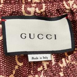 Pre Owned Gucci Burgundy/Beige GG Supreme Printed Silk Joggers XXS