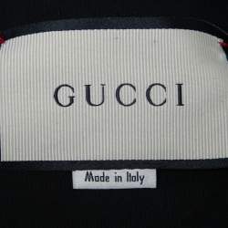 Gucci Black Jersey Web Stripe Detail Ruffled Mini Dress L