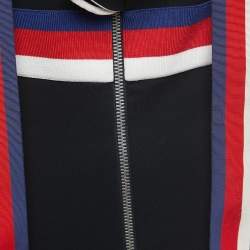 Gucci Black Jersey Web Stripe Detail Ruffled Mini Dress L