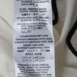 Pre Owned Gucci Cream Lamb Embroidered Logo T-Shirt S