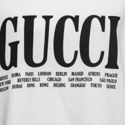 Pre Owned Gucci Off White Cities Printed Cotton Sweatshirt M