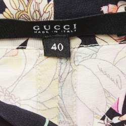 Pre Owned Gucci Multicolor Floral Printed Ruffled Top S
