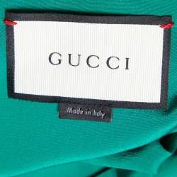 Pre Owned Gucci Green Silk Ruffle Detail Button Front Shirt M 