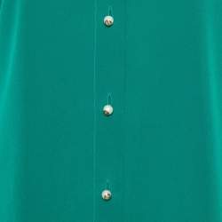 Pre Owned Gucci Green Silk Ruffle Detail Button Front Shirt M 