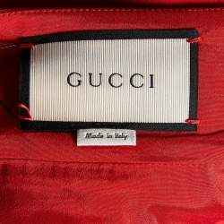 Pre Owned Gucci Red Wool & Silk Pencil Skirt L