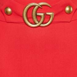 Pre Owned Gucci Red Wool & Silk Pencil Skirt L