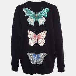 Gucci Black Sequined Butterfly Cotton Knit Oversized Sweatshirt M