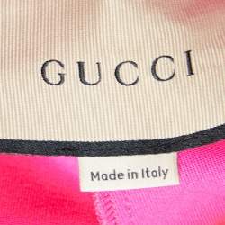 Pre Owned Gucci Fluorescent Pink Jersey Wide Leg Pants L