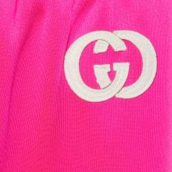 Pre Owned Gucci Fluorescent Pink Jersey Wide Leg Pants L