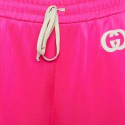 Pre Owned Gucci Fluorescent Pink Jersey Wide Leg Pants L