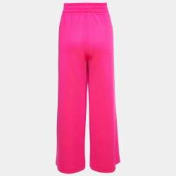 Pre Owned Gucci Fluorescent Pink Jersey Wide Leg Pants L