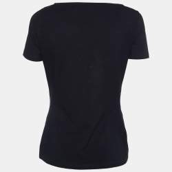 Gucci Black Cotton Knit Web Trim Detail T-Shirt L