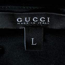 Gucci Black Cotton Knit Web Trim Detail T-Shirt L