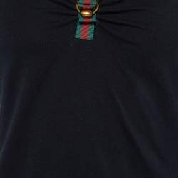 Gucci Black Cotton Knit Web Trim Detail T-Shirt L