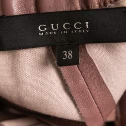 Gucci Pink Leather Tapered Leg Pants XS
