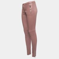 Gucci Pink Leather Tapered Leg Pants XS