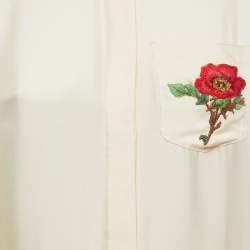 Gucci Cream Silk Embroidered Pocket Maxi Dress L