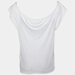 مملوكة مسبقًا Gucci White Modal Knit Boat Neck T-Shirt M