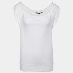 مملوكة مسبقًا Gucci White Modal Knit Boat Neck T-Shirt M