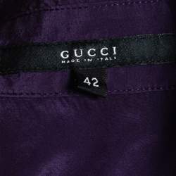 Gucci Purple Stretch Silk Knot Detail Button Front Blouse M