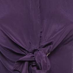 Gucci Purple Stretch Silk Knot Detail Button Front Blouse M