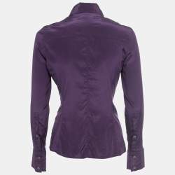 Gucci Purple Stretch Silk Knot Detail Button Front Blouse M