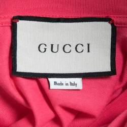 Pre Owned Gucci Pink GG Tennis Embroidered Cotton Oversized T-Shirt XXS