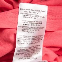 Pre Owned Gucci Pink GG Tennis Embroidered Cotton Oversized T-Shirt XXS