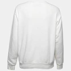 Pre Owned Gucci Off-White Cotton Tennis Embroidered Crew Neck Sweatshirt XXS