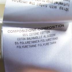 Pre Owned Gucci Cream Cotton High Waisted Wide Leg Trousers L