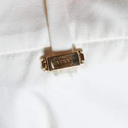 Pre Owned Gucci Cream Cotton High Waisted Wide Leg Trousers L