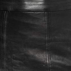 Pre Owned Gucci Black Leather Midi Skirt M