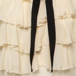 Pre Owned Gucci Cream Silk Ruffled Blouse M