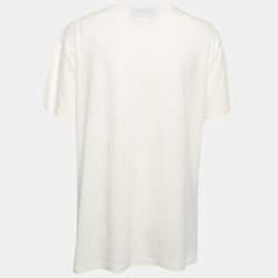 Gucci Cream Sequined Logo Cotton Crew Neck T-Shirt M