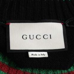 Pre Owned Gucci Black Wool Lurex Web Trim Detail Sweater L