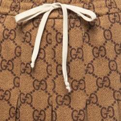 Gucci Brown GG Patterned Jersey Drawstring Pleated Midi Skirt XS