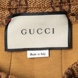 Gucci Brown GG Patterned Jersey Drawstring Pleated Midi Skirt XS