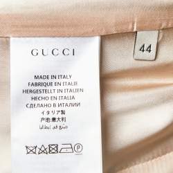 Pre Owned Gucci Navy Blue Floral Jacquard Cotton Single-Breasted Blazer M