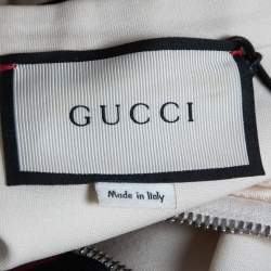 مملوكة مسبقًا Gucci Cream Technical Jersey Web Trim Detail Ruffled Midi Dress M