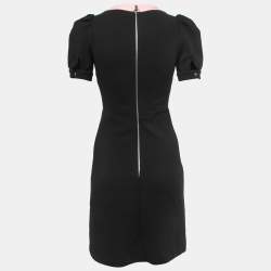 Gucci Black Technical Jersey Bow Embellished Crystal Button Midi Dress XS