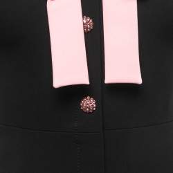 Gucci Black Technical Jersey Bow Embellished Crystal Button Midi Dress XS
