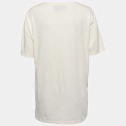 Pre Owned Gucci Cream Guccy Maison De L'amour Printed Cotton Knit T-Shirt L