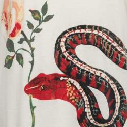 Pre Owned Gucci Cream Guccy Maison De L'amour Printed Cotton Knit T-Shirt L