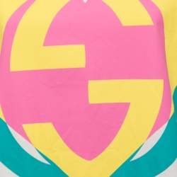 Pre Owned Gucci Off-White Interlocking G Heart Printed Cotton Oversized T-Shirt XS