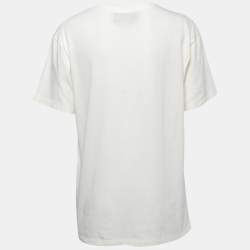 Pre Owned Gucci Off-White Interlocking G Heart Printed Cotton Oversized T-Shirt XS
