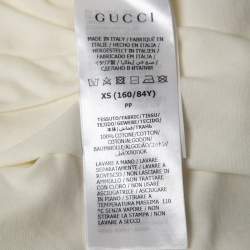 Pre Owned Gucci Off-White Interlocking G Heart Printed Cotton Oversized T-Shirt XS